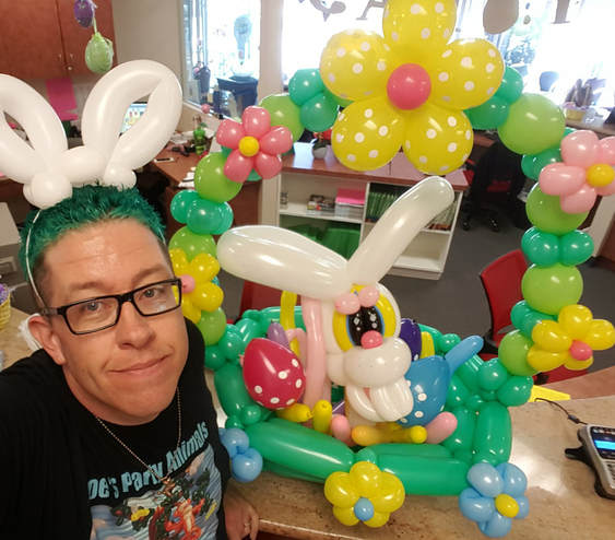 Joe of Joe's Party Animals with party balloons